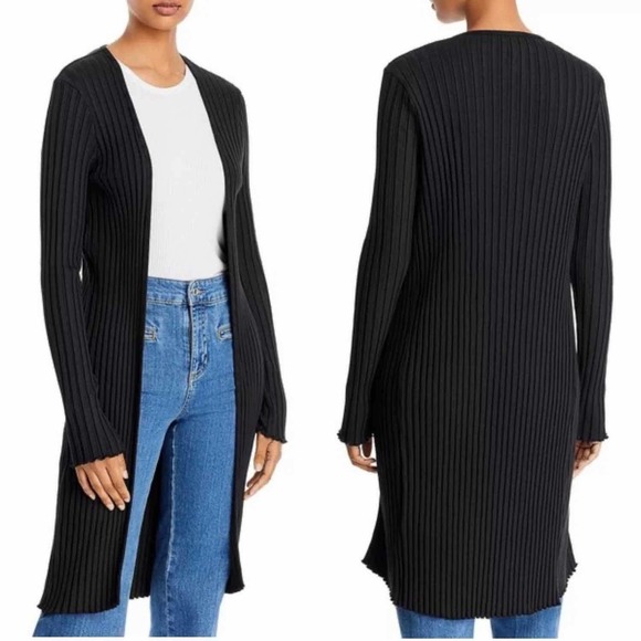 Simon Miller Rib Limosa Black Long Line Open Cardigan Size XS - Picture 10 of 10
